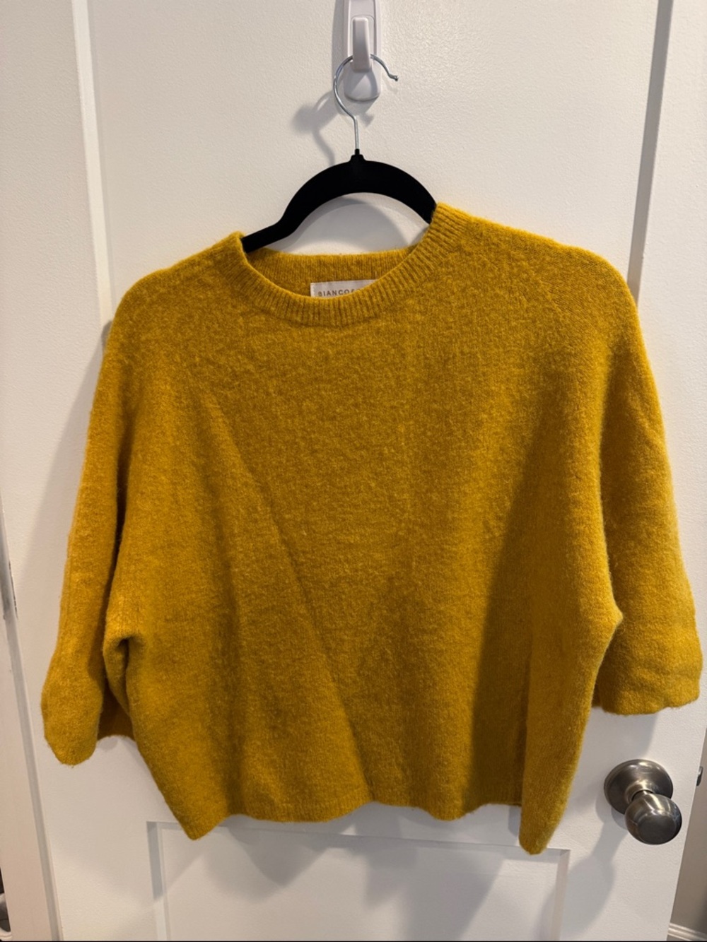 Bianco Classic Crewneck Sweater in Mustard Yellow